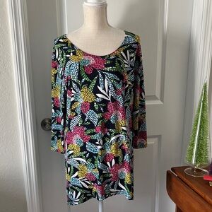 CLARA SUNWOO NWOT Floral Tunic Texture White Details Asymmetrical  MADE IN USA